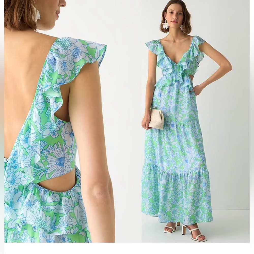 J. Crew Collection Floral Cutout Maxi Dress Size 10